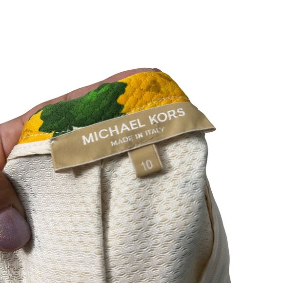 Michael Kors Collection Yellow Daffodil Print Pleated A Line Skirt Womens Sz 10 - Picture 5 of 7